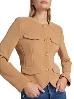 Veronica Beard Camel Tailored Jacket with Gold Buttons